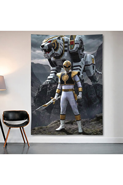 Geek Cultcha White Ranger Wall Covering Wall Tapestry First Quality Satin Fab...