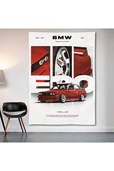 Geek Cultcha Bmw E30 Blueprint Wall Covering Wall Tapestry First Quality Sati...