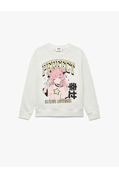 Koton Cotton Long Sleeve Crew Neck Anime Printed Sweatshirt