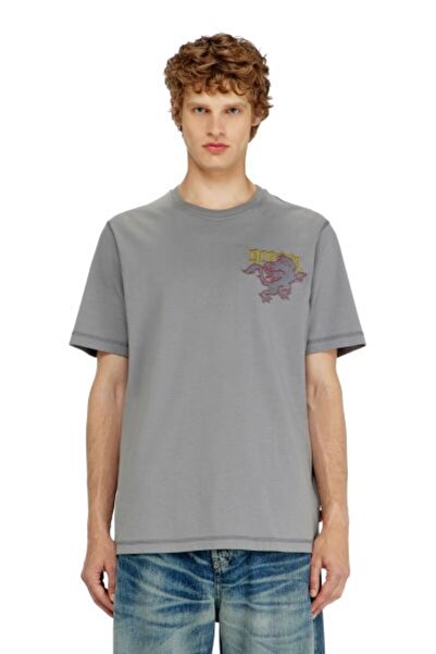 Diesel BEYAZ ERKEK LOGOLU İŞLEMELİ REGULAR T-SHIRT