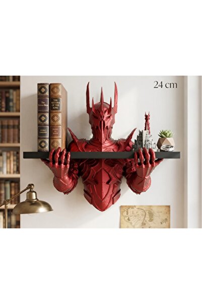 SepetZone 3D Baskı Şövalye Duvar Rafı - Savaşçı Zırhı Kitaplık - Epik Dekorat...