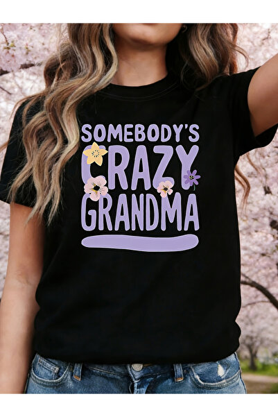 En22 تي شيرت نسائي بطبعة زهور من Somebody'S Crazy Grandma، قميص للمناسبات الع...