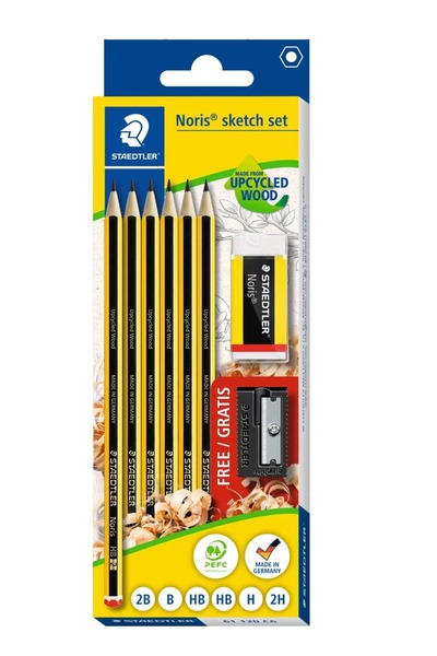 Staedtler Set de 6 creioane cu ascutitoare si radiera, Noris