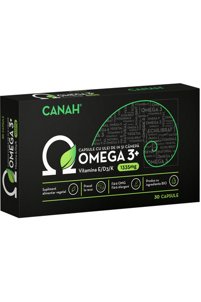 Canah Omega 3+ (Capsule cu Ulei de Canepa si In) 30cps