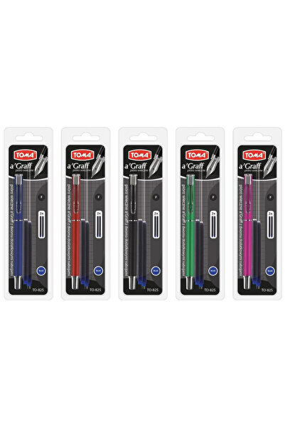 toma Stilou a'Graff TO-825, cu 2 cartuse albastre, penita F, Multicolor, 1 buc