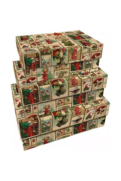 OEM Set 3 cutii decorative de Crăciun, Skona Ting, multicolor