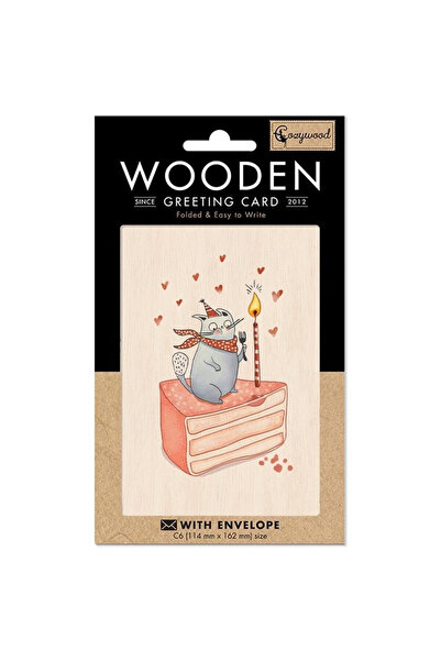 Cozywood Felicitare C6 multicolor tort si pisica cu plic