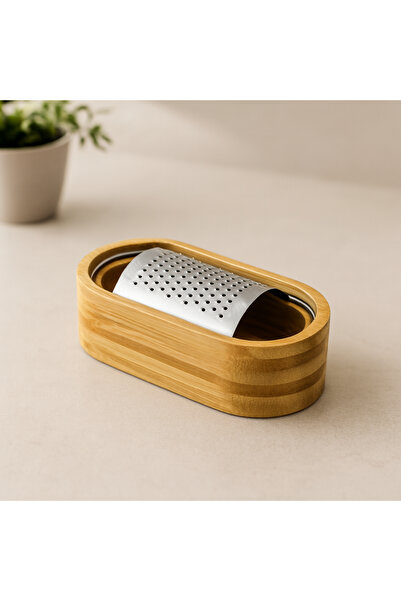 magicool Metal Curved Fruit Grater with Bamboo Bowl 7X15.5 cm