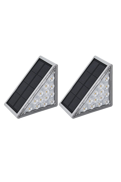 YBOSHOP Set 2 lămpi solare pentru scări, 13 LED, senzor de lumină, alb cald, ...