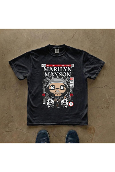 Grafftee Clothing Μπλουζάκι με στάμπα Marilyn Manson, Unisex, Oversize