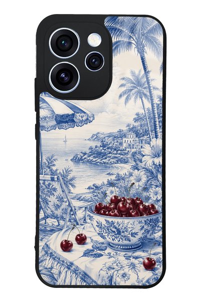 Spoyi Oppo Reno 15 Pro Blue Porcelain Cherry Coast Design Glossy Phone Case