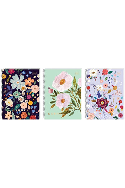 Interdruk Caiet A4 cu spirala Garden, 80 file, in carouri, multicolor, 5 bucati