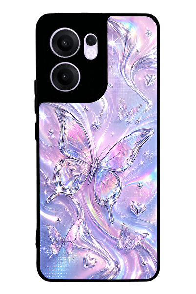 Spoyi Oppo Reno 13F Iridescent Dream Butterfly Tasarımlı Glossy Telefon Kılıfı