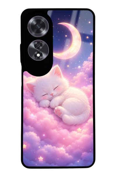 Spoyi حافظة هاتف لامعة بتصميم Moonlit Dream Kitten لهاتف Oppo A60