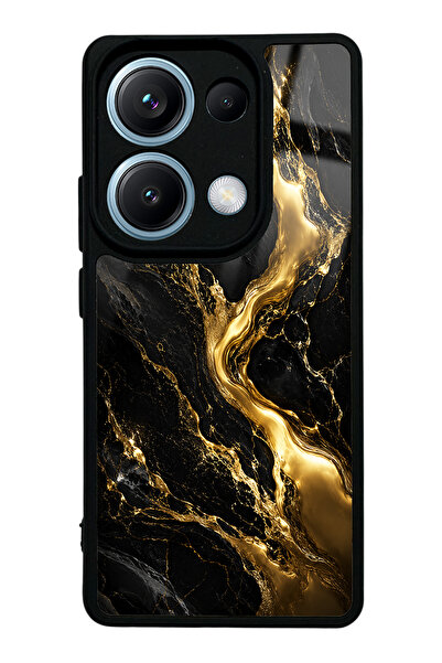 Spoyi Xiaomi Redmi Note 14s Obsidian Gold Flow Tasarımlı Glossy Telefon Kılıfı