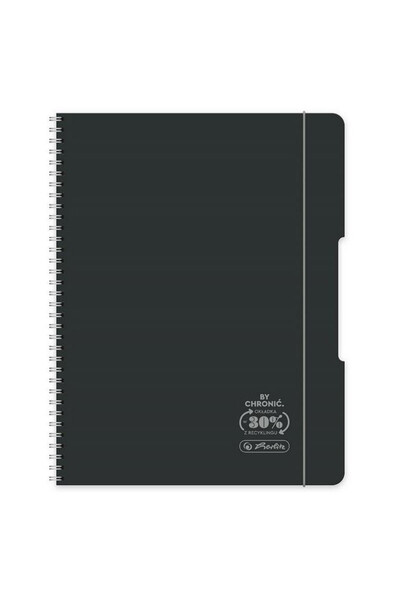 Herlitz Caiet spiralat Ocean PP A5, 80 file, in patratele, negru, 4 bucati