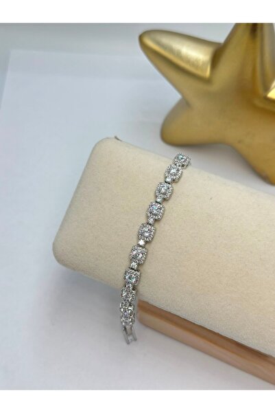 BYYEŞO Row Baguette Stone Detail Steel Bracelet
