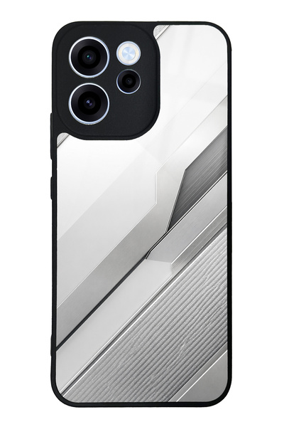 Spoyi Oppo Reno 15F Silver Titanium Edge Tasarımlı Glossy Telefon Kılıfı