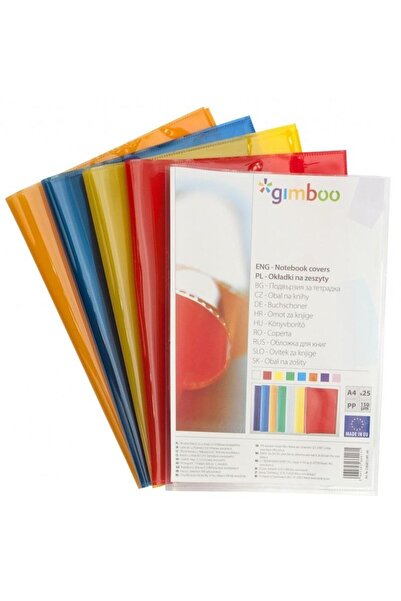 Gimboo Set de 25 de copertine pentru caiete Gimboo, folie transparentă, A4, v...