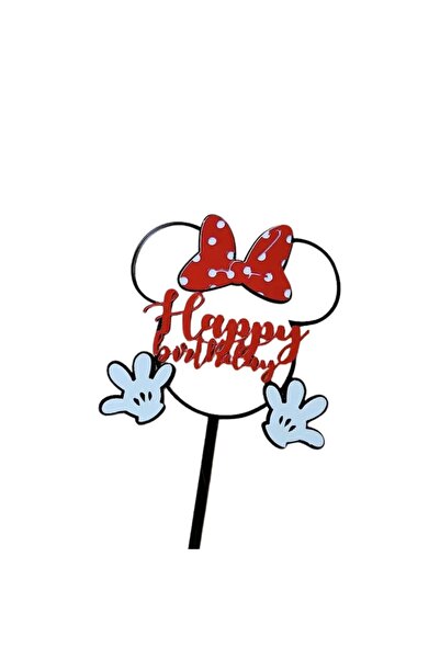 Baloane Vesele Topper Tort Minnie Mouse Happy Birthday Cu Fundita TOP145