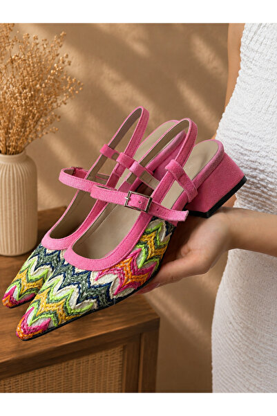 irmona Amore Multicolor Straw 3 cm Short Heel Strappy Sandals Shoes