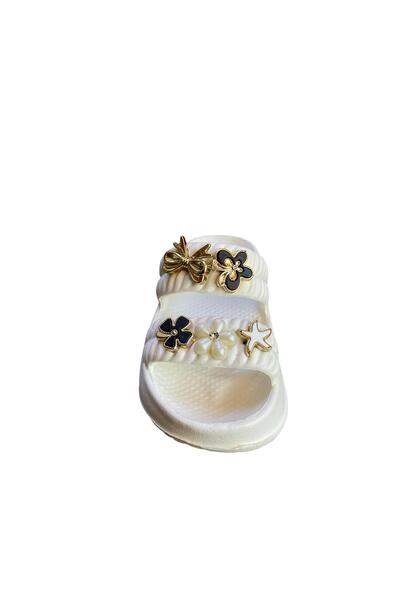 güven kundura Girl's Double Band Stone Eva Slippers