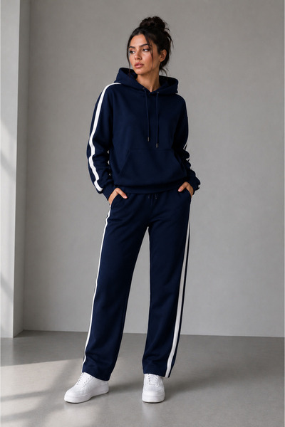 By Layina Women's Hooded Striped Track Suit