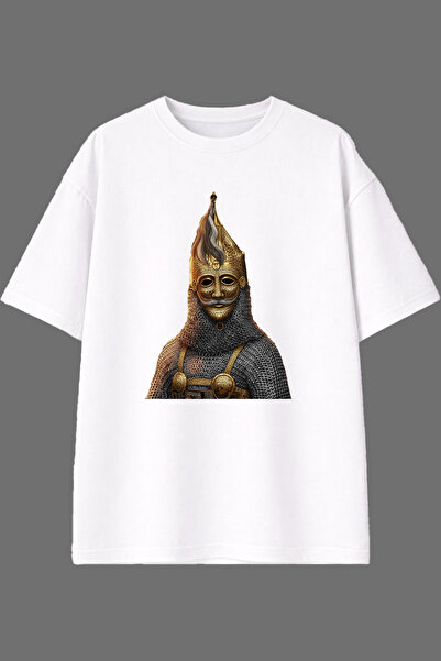 VSRN Old Turkish Design Front Printed White Oversize T-Shirt