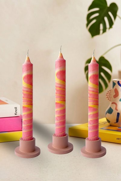 Kyphi Natural 3 Adet El Yapımı Ebru Şamdan Mumu | Dekoratif Blok Candle | 20 ...