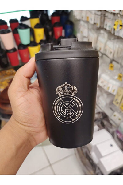 Generic This Is a Black Thermos Coffee Mug with the Logo of Real Madrid.