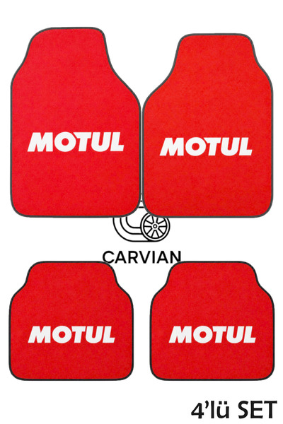 Carvian Motul Desenli 4'lü Universal Oto Halı Paspas Seti Kaymaz Araç Paspası