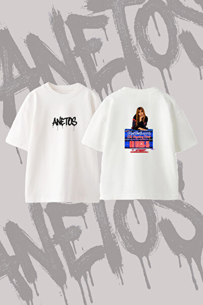Anetos Pinkpantheress_2 Design Back Printed Cotton White Oversize T-Shirt