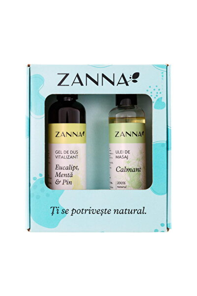 ZANNA Pachet Cadou Gel de Dus Vitalizant cu Eucalipt si Pin 250ml + Ulei de M...