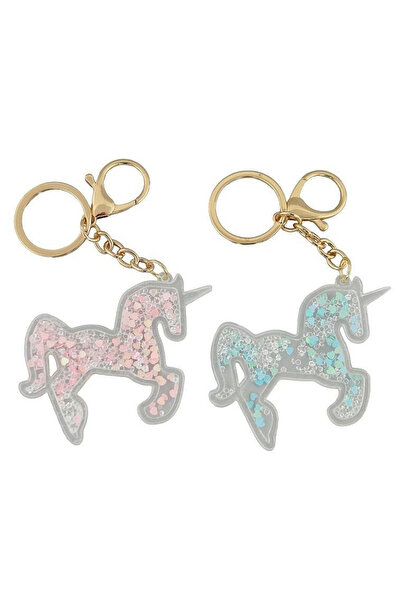 adar Breloc unicorn transparent 8cm multicolor cu pietre decorative