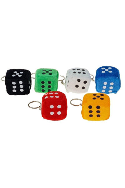 adar , Breloc din plus in forma de zar, cu inel metalic, Multicolor, 4,5 cm