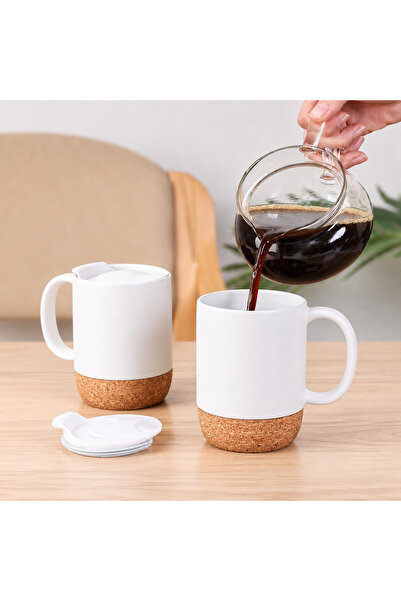 Hsn Ceramic Mug with Cork Bottom Insulated Mug with Cork Insulation Bottom Mo...