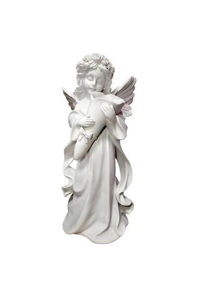 OEM Figurină Sacrua Inger albă cu cornul abundentei, 30 cm, rășină.
