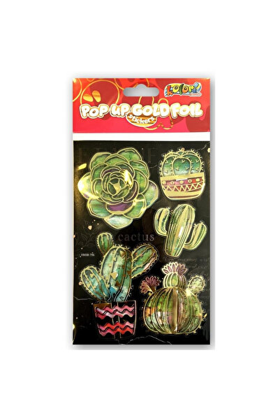 Penmate Autocolante decorative 3D, stickere Gold Cacti, cu folie aurie, autoa...