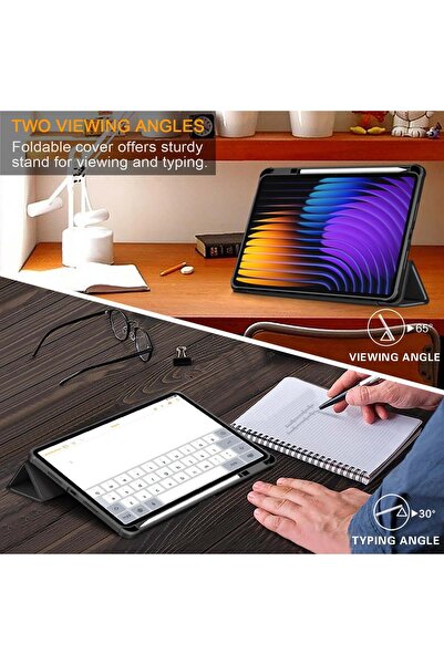 SIGLOO Husă Tri-Fold Magnetică Slim Piele Ecologică pentru Xiaomi Pad 6S Pro 12.4 inch Negru