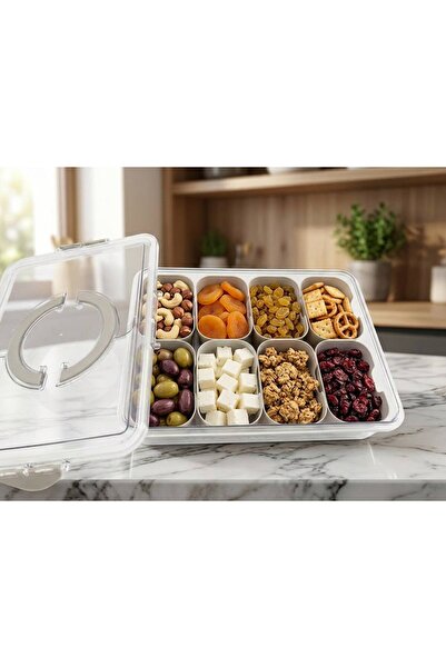 EMVORA HOME EMVHOME 8 Bölmeli Şeffaf Kapaklı Kahvaltılık ve Kuruyemiş Saklama...