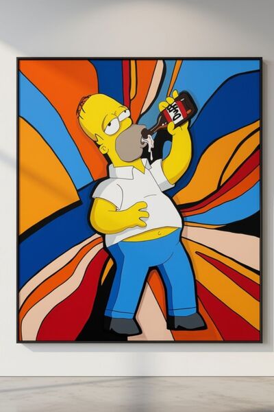 Pop Art Çerçeveli Duvar Tablosu %100 El Yapımı Modern Salon Dekoru Dekoratif Kanvas