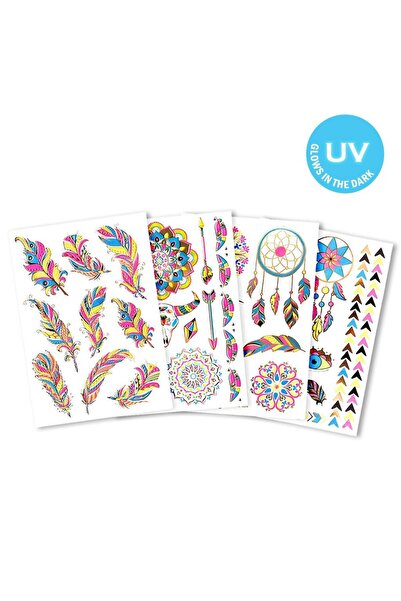 Arpex Set tatuaje temporare fluorescente UV, lavabile, pentru corp, Multicolor