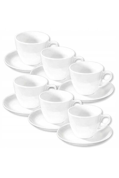 WILMAX ENGLAND Set 6 cești espresso porțelan alb 110 ml cu farfurioare, WILMAX