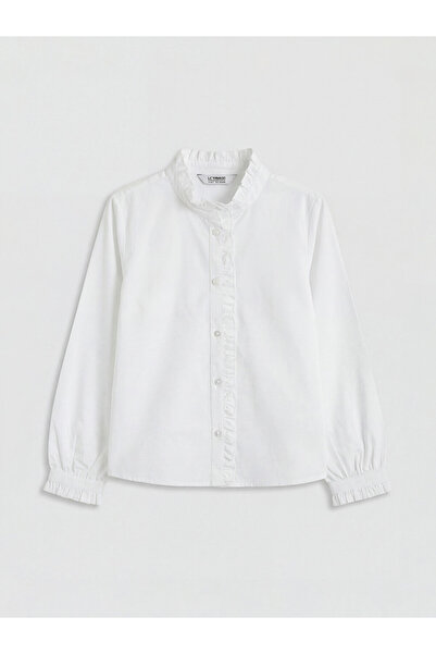 LC Waikiki Frilled Grandad Collar Poplin Girls' Shirt