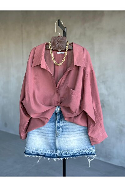 By Pakize Premium Düşük Omuzlu Oversize Gömlek