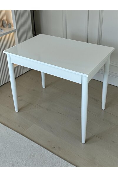 aysmo 60 x 90Beyaz-Beyaz Küçük Dikdörtgen Mutfak Masası Yemek Masası Çalışma ...