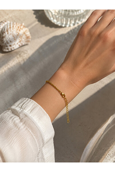 Adata Jewelry Çelik İnce Örgü Kadın / Erkek Bileklik Gold / Gümüş Uzatma Zinc...