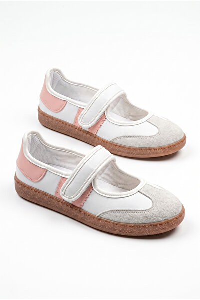 v.s.h velvet White-Pink Velcro Mary Jane Ballet Shoes /Mary