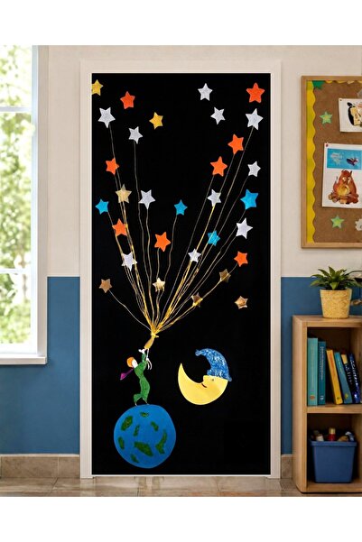 PROMISEBACKDROP2 زينة باب مرنة مقاس 190x75 سم، زينة باب من القماش، نجوم ملونة...