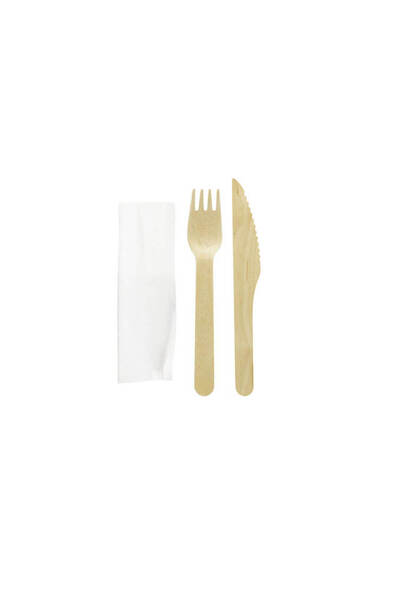 OEM SET TACAMURI DIN LEMN FURCULITA+CUTIT+SERVETEL 100 BUC/SET